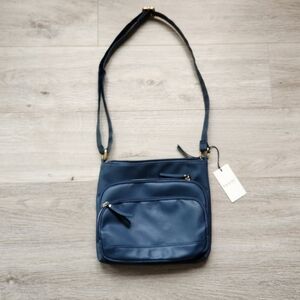 Kate & Alex Cuffaro Blue Denim Faux Leather Purse Shoulder Cross Body Bag